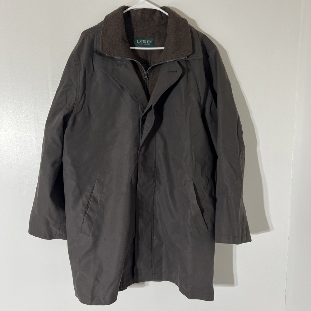 Lauren Ralph Lauren Men's Dark Brown Water Repellent Zip Trench Coat Size 40R